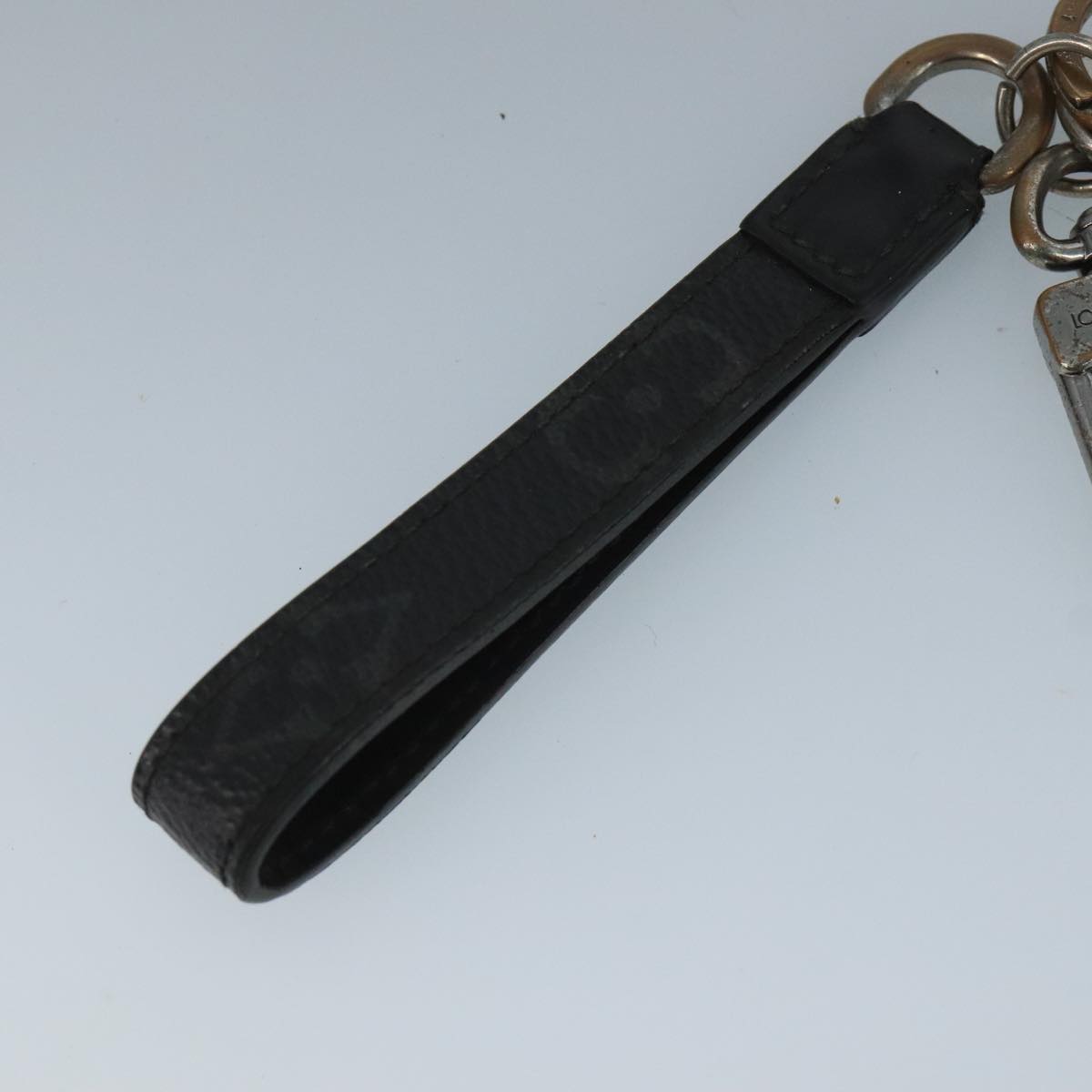 LOUIS VUITTON Key Holder Metal Leather 2Set Silver Black LV bs21753