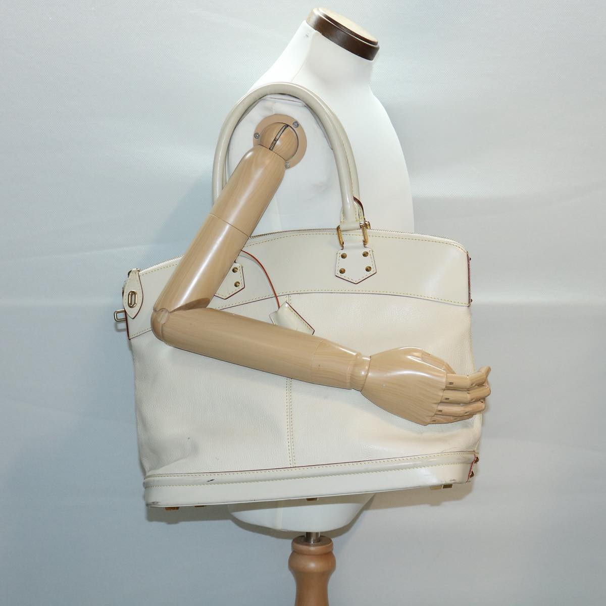 LOUIS VUITTON Suhari Lockit GM Hand Bag Smooth Leather White M91862 bs2241