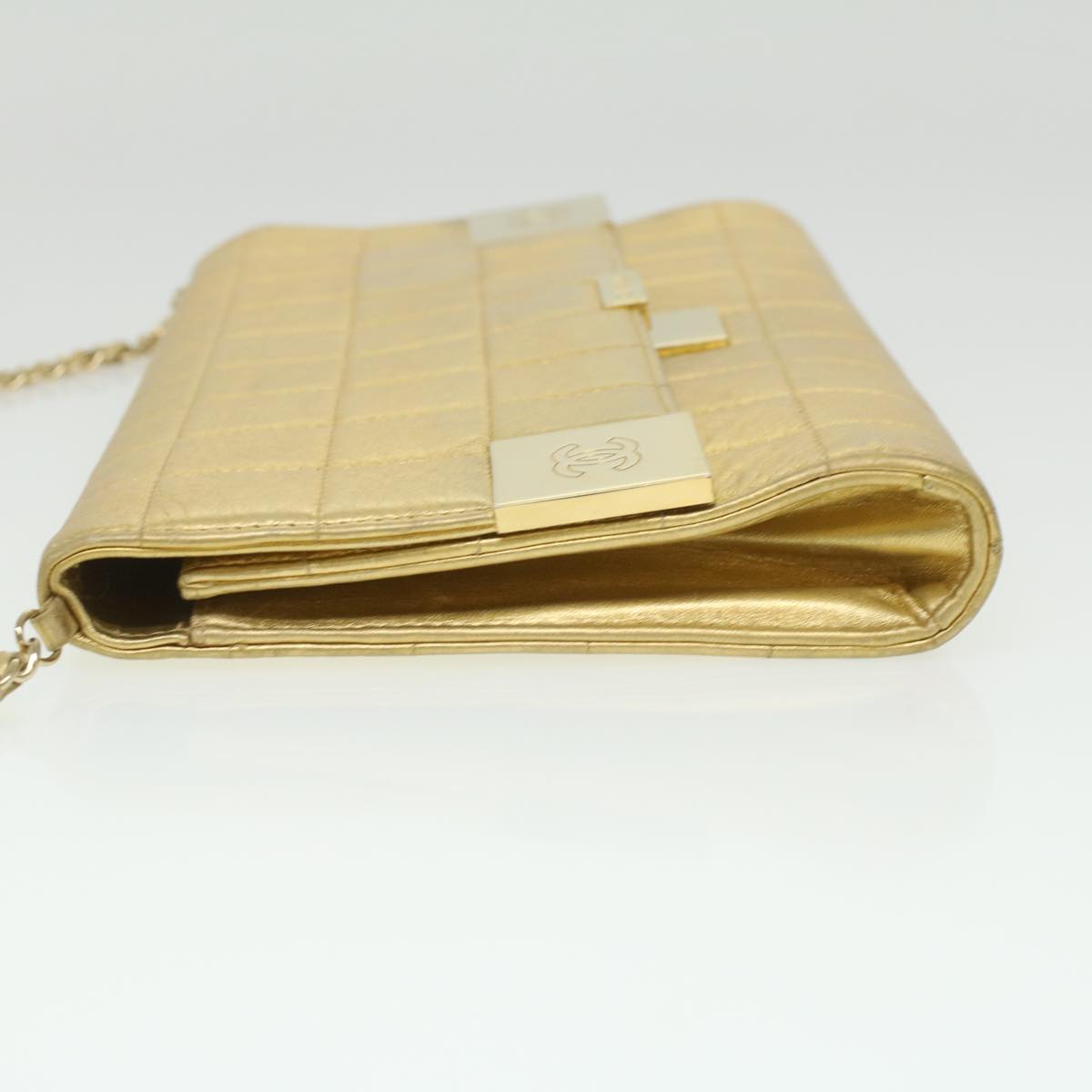 Luxury Chanel Choco Bar line Chain Shoulder Bag Leather Gold CC  bs3477A