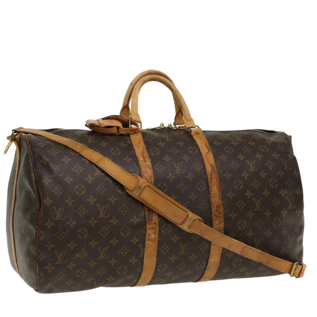 LOUIS VUITTON Monogram Keepall Bandouliere 55 Boston Bag M41414 LV bs3945