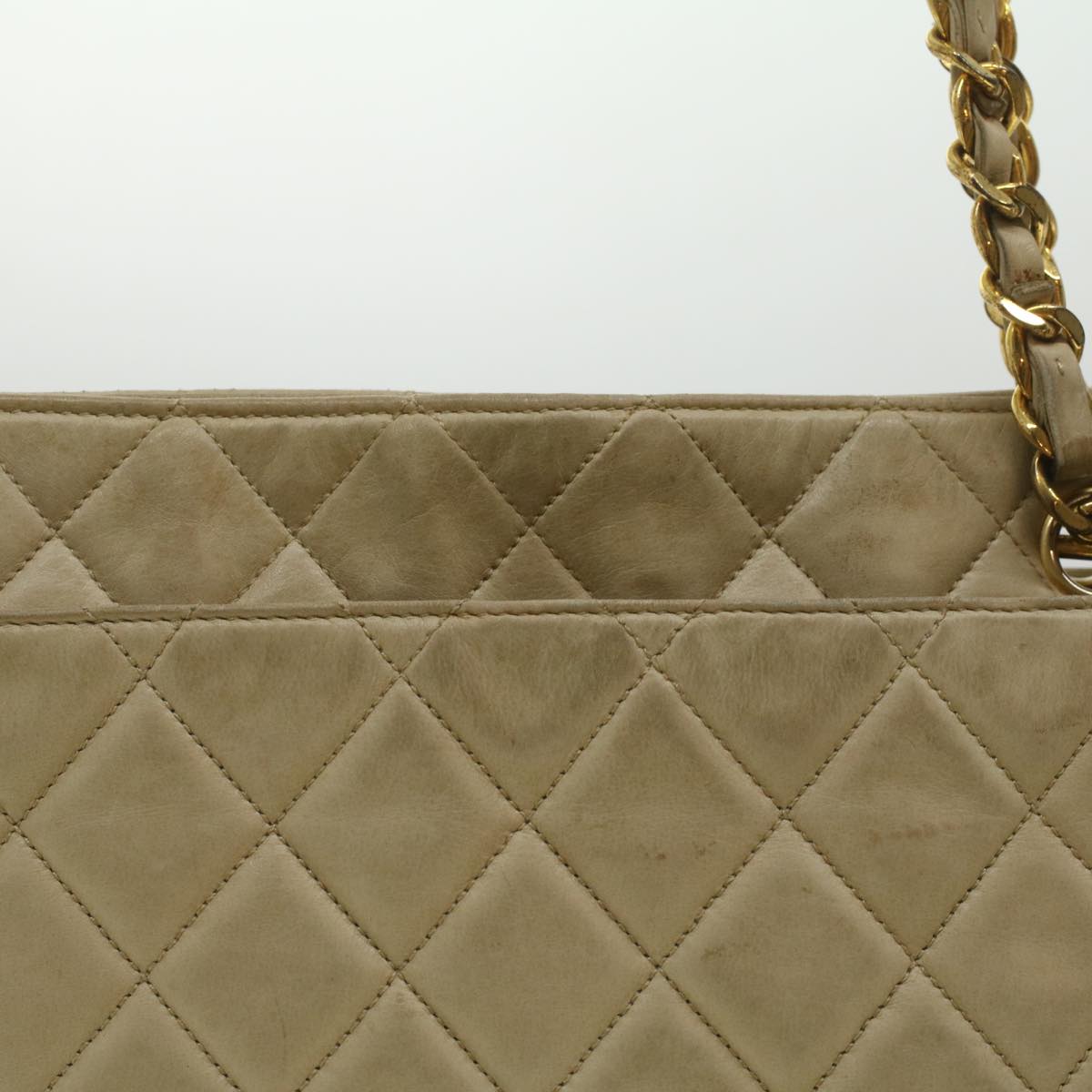 Luxury Chanel Matelasse Chain Shoulder Bag Lamb Skin Beige CC  bs4338