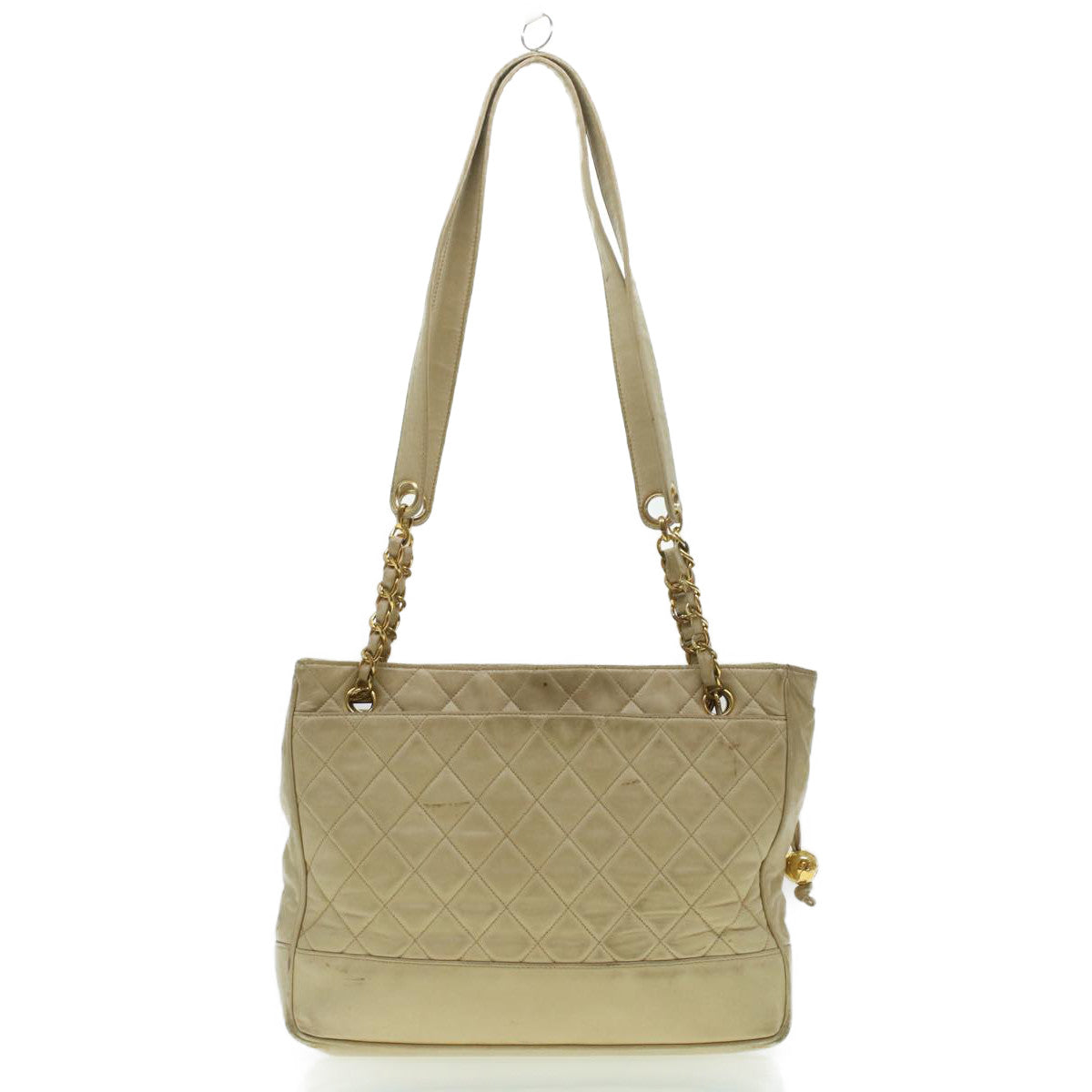 Luxury Chanel Matelasse Chain Shoulder Bag Lamb Skin Beige CC  bs4338