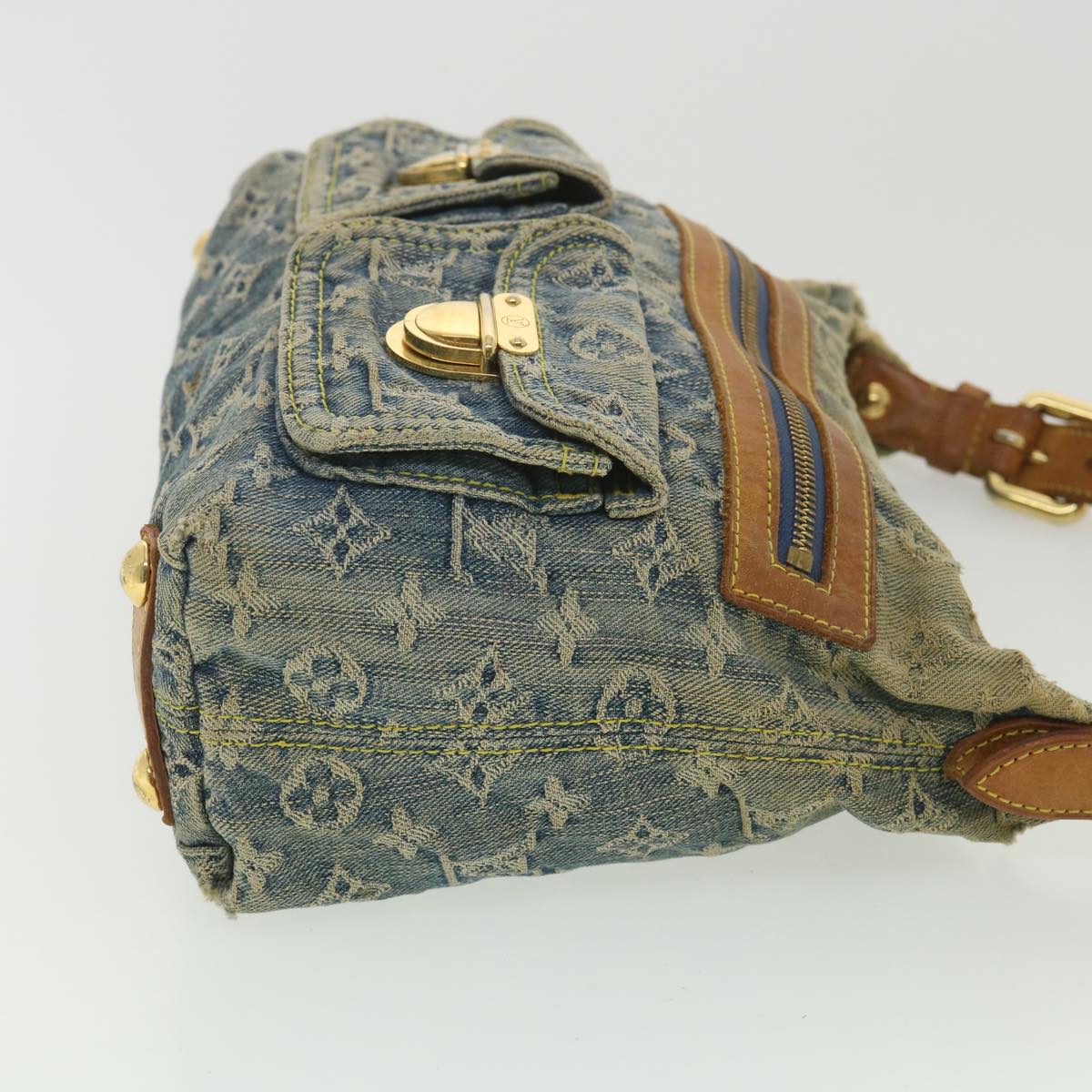 LOUIS VUITTON Monogram Denim Buggy PM Shoulder Bag Blue M95049 LV bs4365