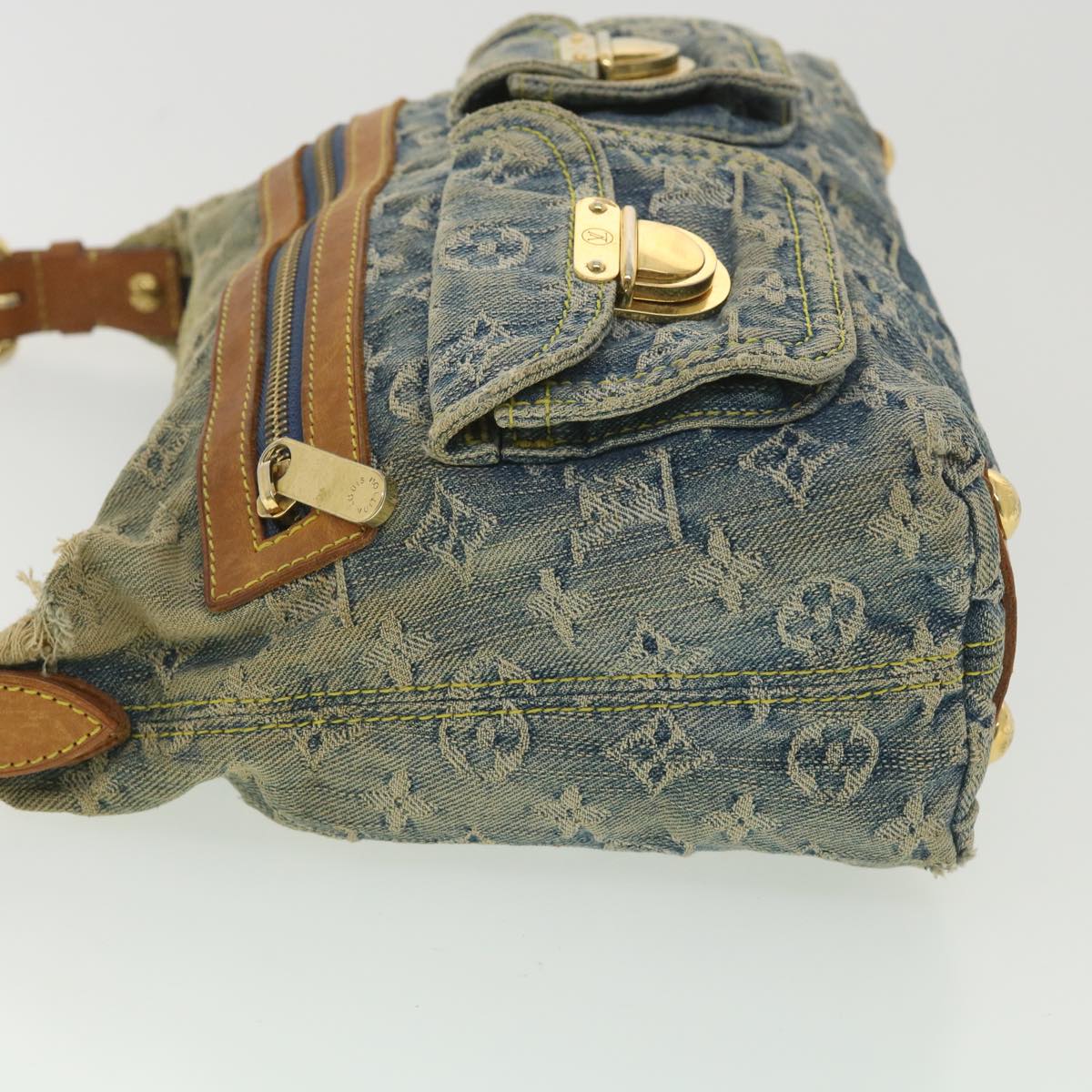 LOUIS VUITTON Monogram Denim Buggy PM Shoulder Bag Blue M95049 LV bs4365