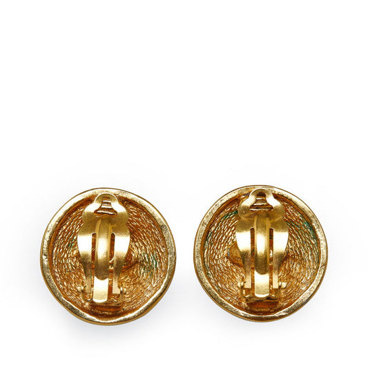 Chanel Matelasse Coco Mark Gold Plated Earrings