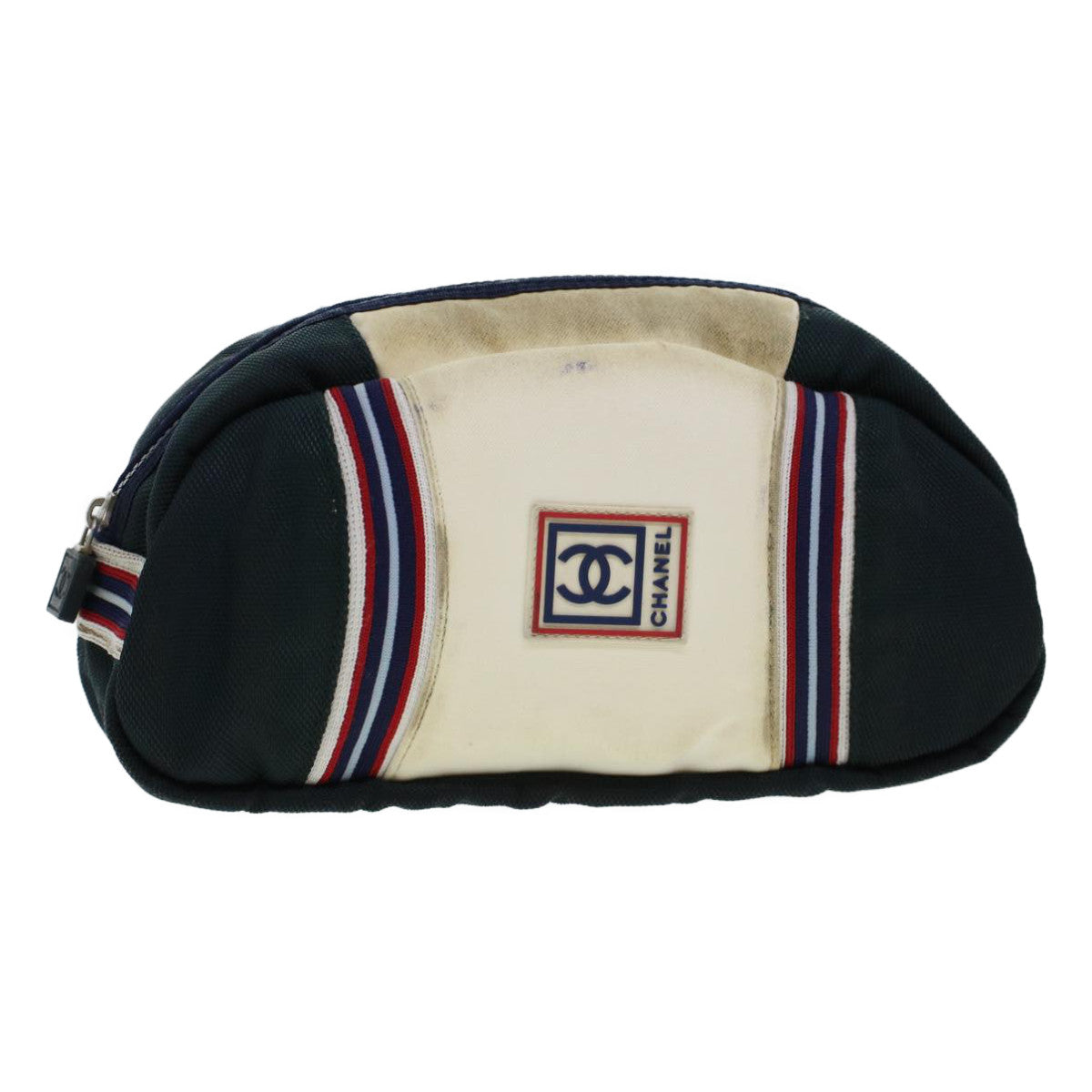 Luxury Chanel Clutch Bag Canvas White Navy CC  bs5370