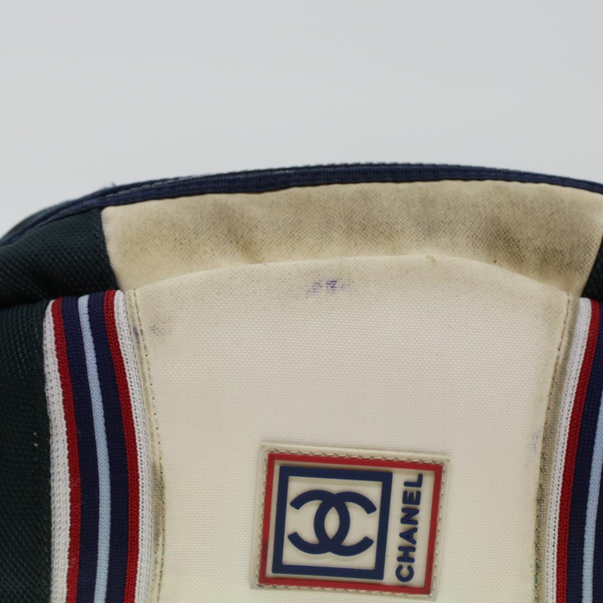 Luxury Chanel Clutch Bag Canvas White Navy CC  bs5370