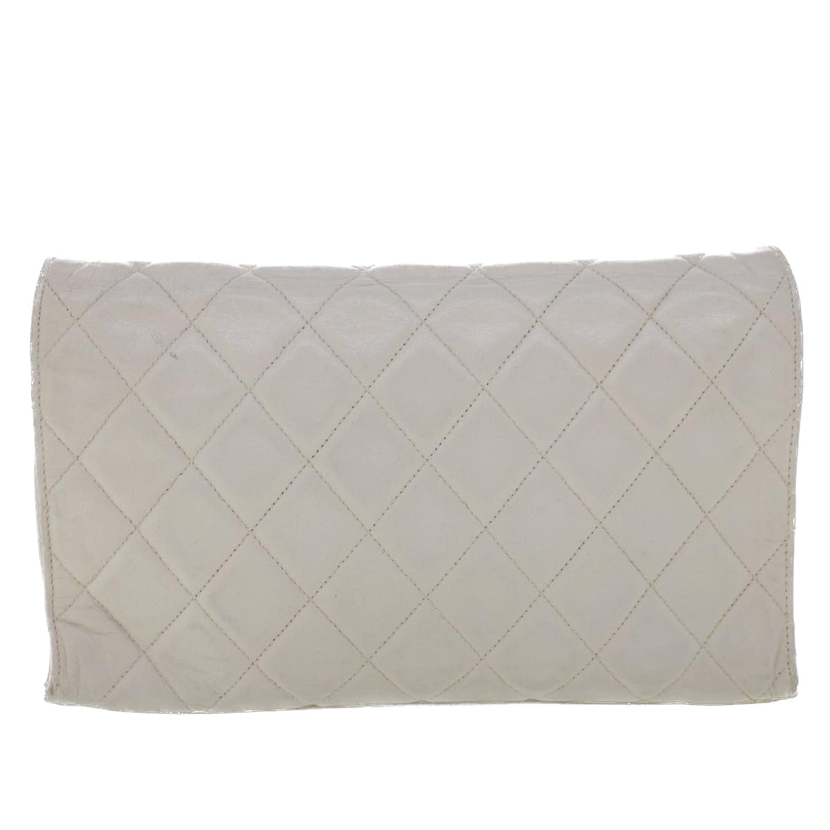 Luxury Chanel Matelasse Circle Chain Shoulder Bag Lamb Skin White CC  bs5899
