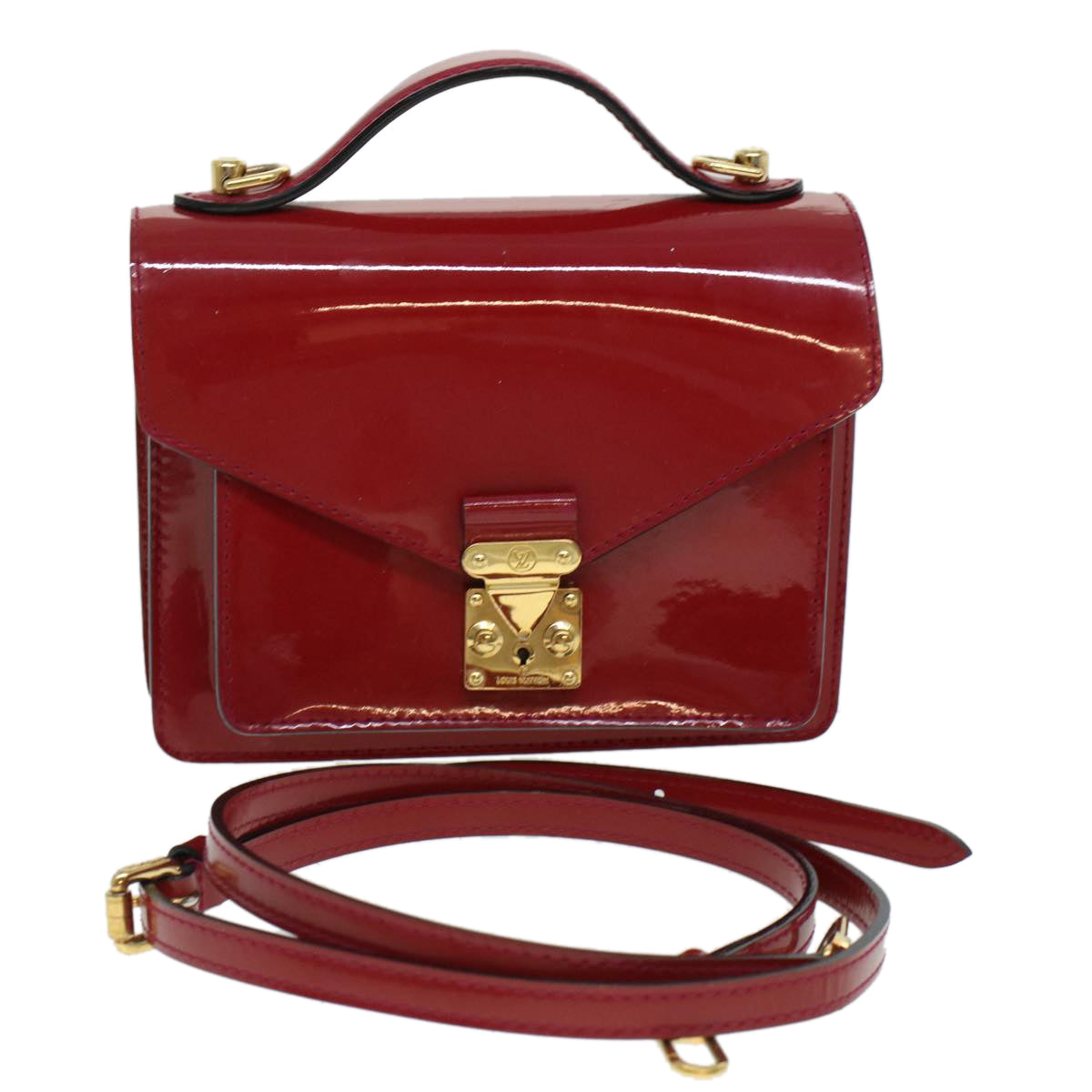 LOUIS VUITTON Vernis Monceau BB Hand Bag 2way Red M91579 LV bs5940