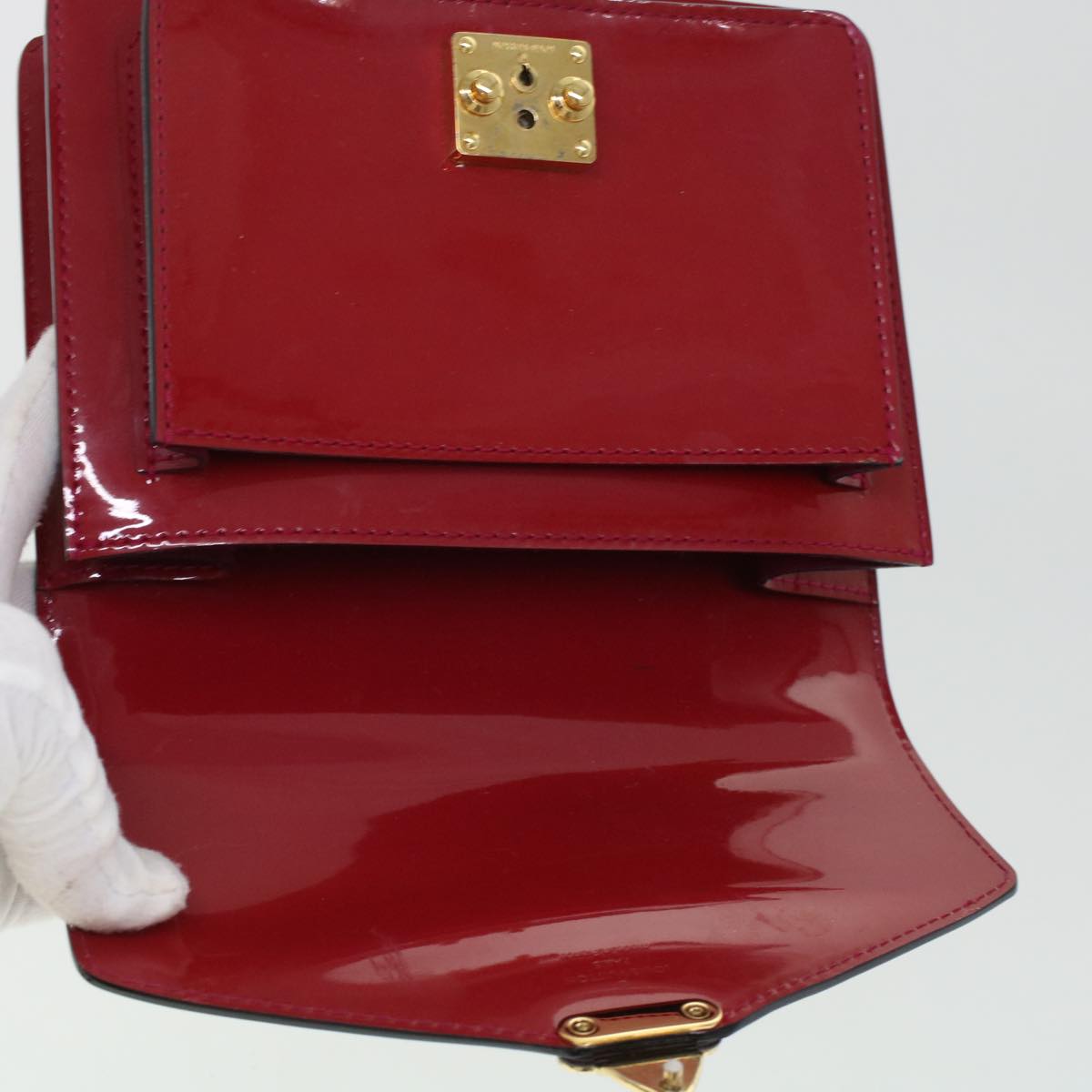 LOUIS VUITTON Vernis Monceau BB Hand Bag 2way Red M91579 LV bs5940