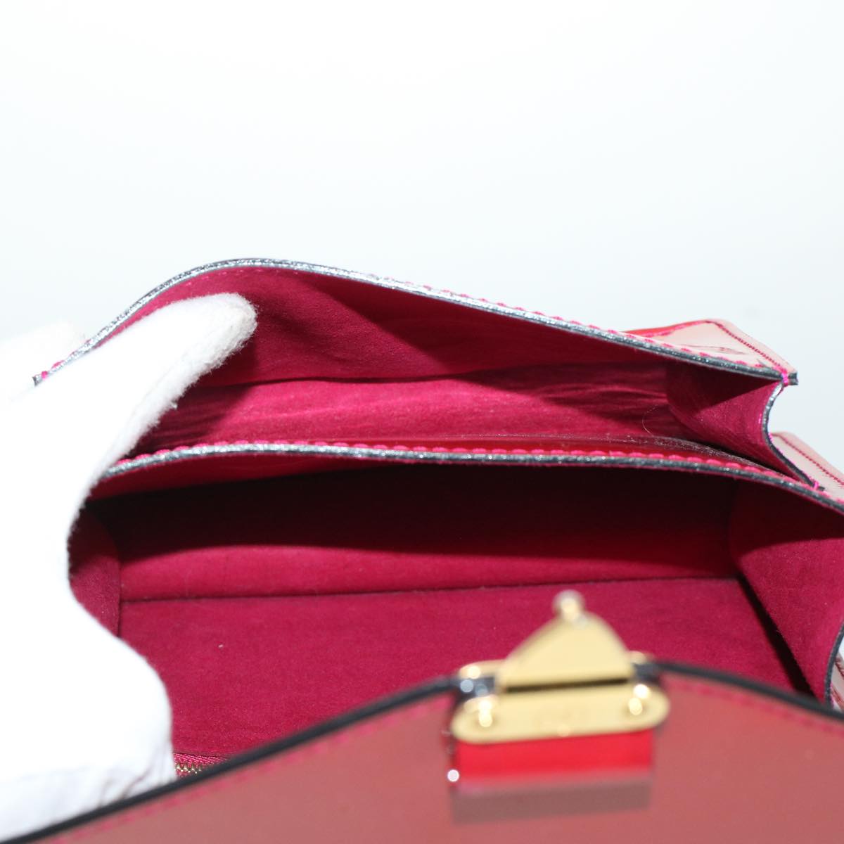 LOUIS VUITTON Vernis Monceau BB Hand Bag 2way Red M91579 LV bs5940