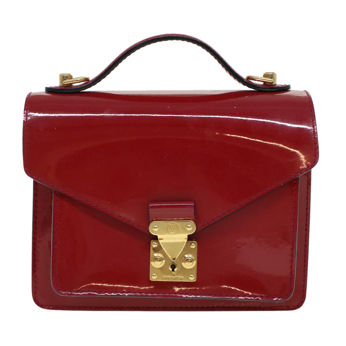 LOUIS VUITTON Vernis Monceau BB Hand Bag 2way Red M91579 LV bs5940