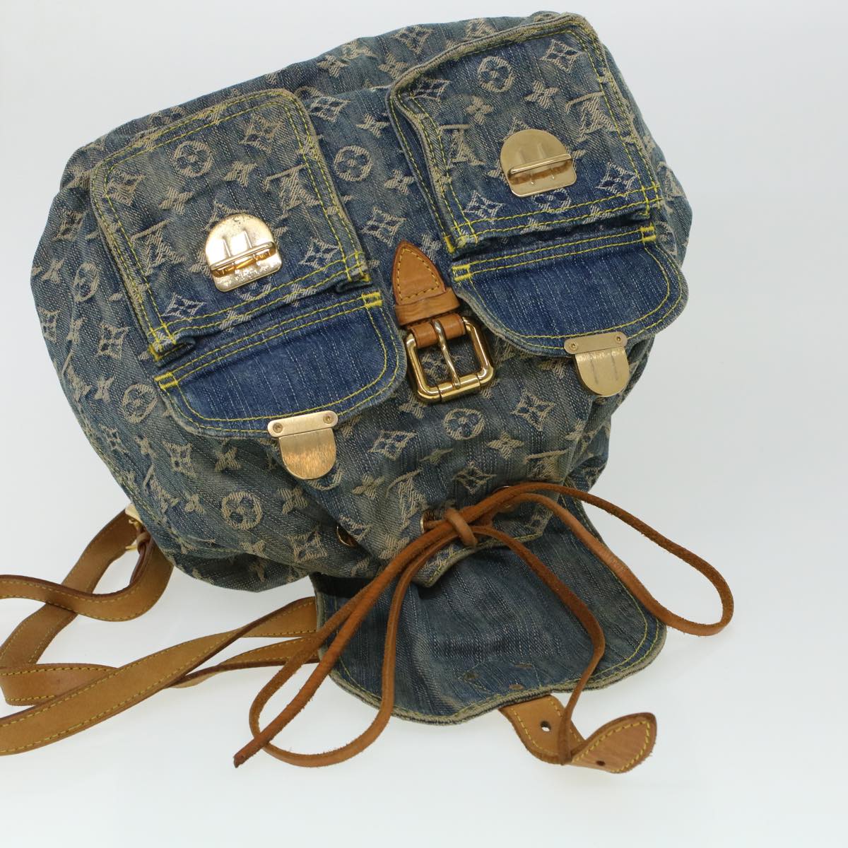 LOUIS VUITTON Monogram Denim Sac A Dos GM Backpack Blue M95056 LV bs6037