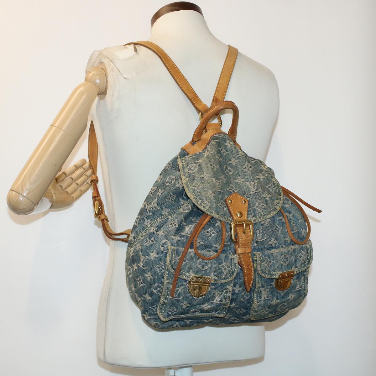 LOUIS VUITTON Monogram Denim Sac A Dos GM Backpack Blue M95056 LV bs6037