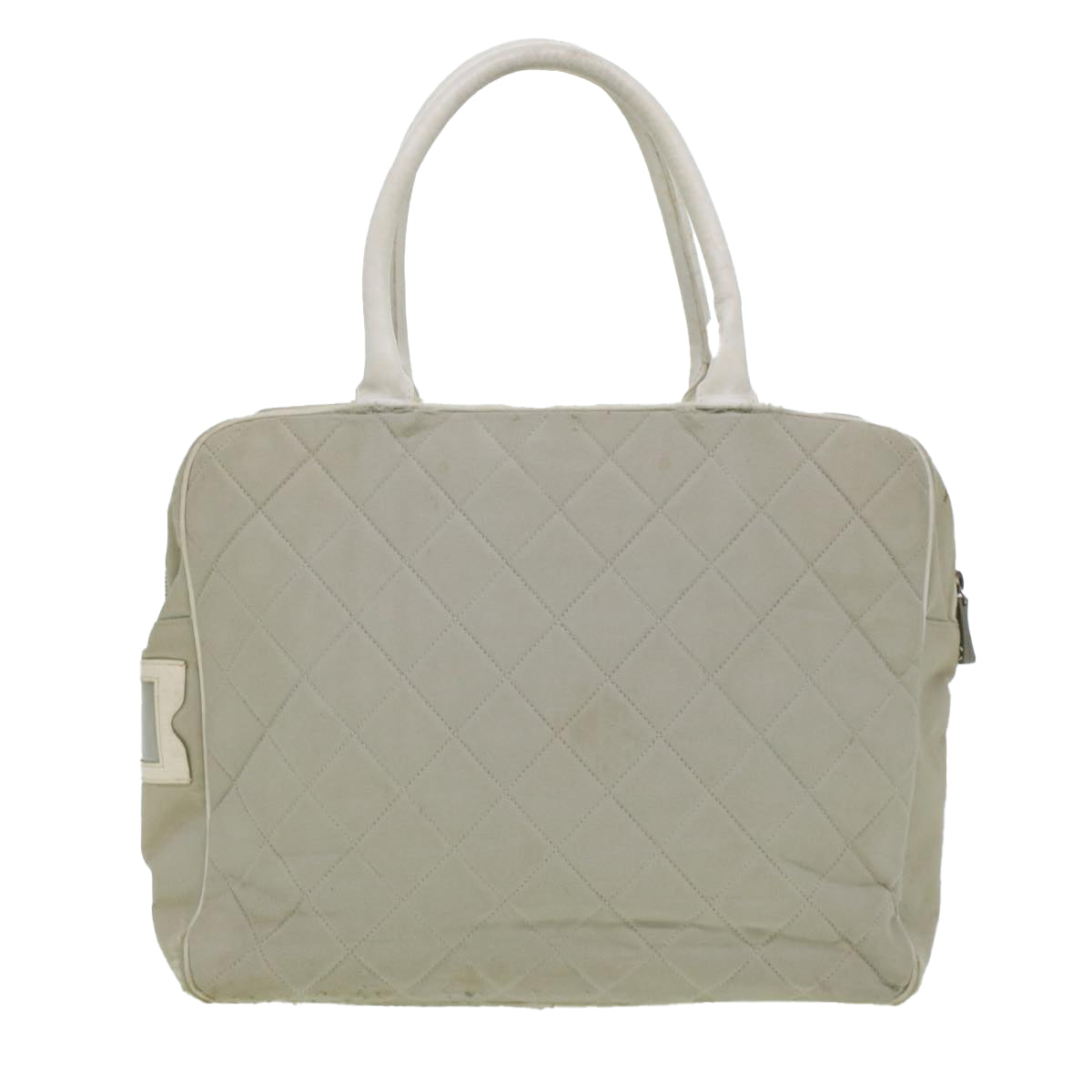 Luxury Chanel Boston Bag Canvas Gray CC  bs6078