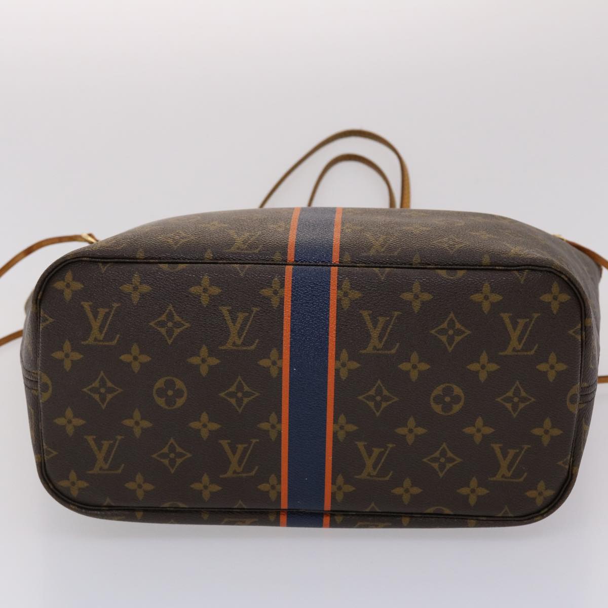 LOUIS VUITTON Monogram Neverfull MM Tote Bag Navy Orange M40156 LV bs6330
