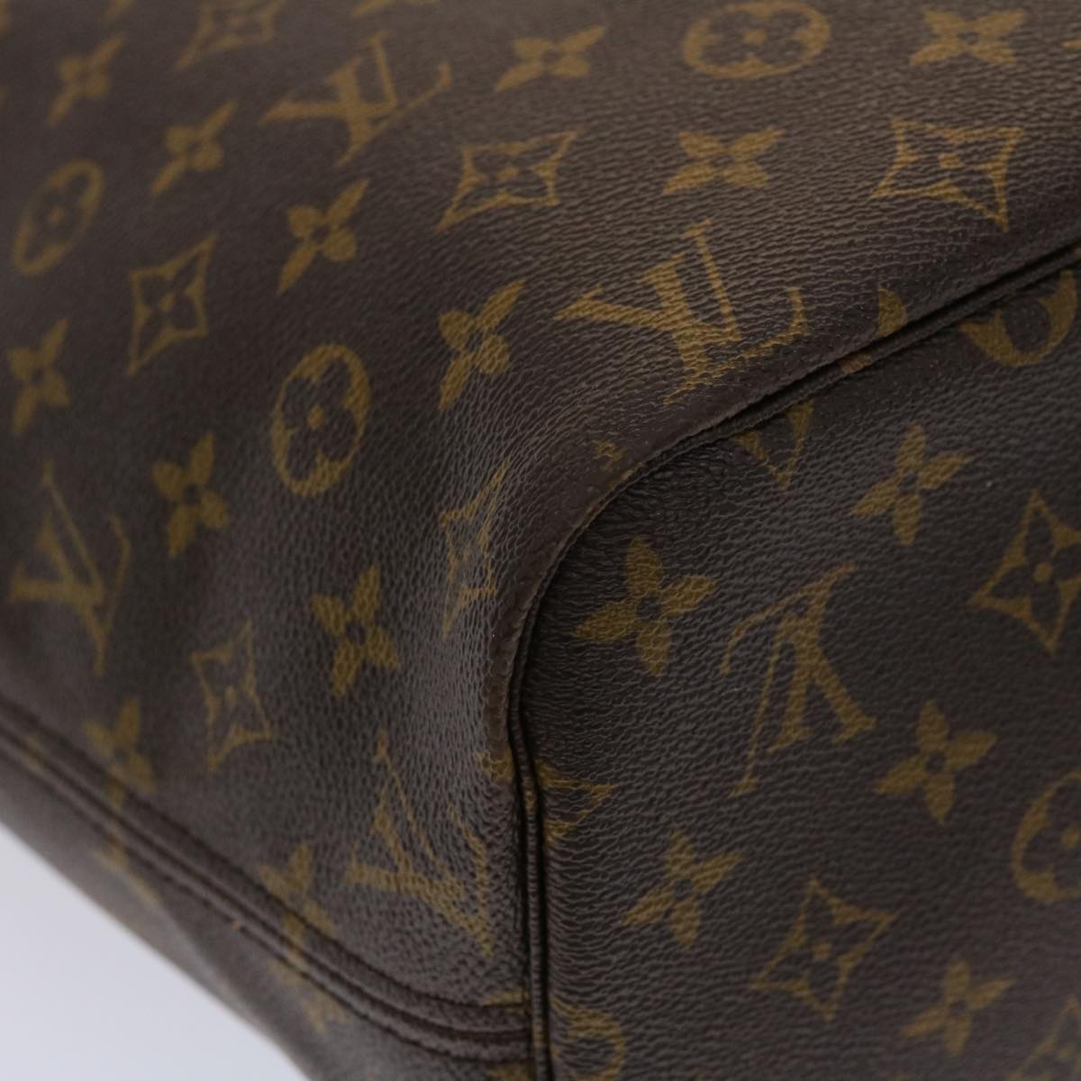 LOUIS VUITTON Monogram Neverfull MM Tote Bag Navy Orange M40156 LV bs6330