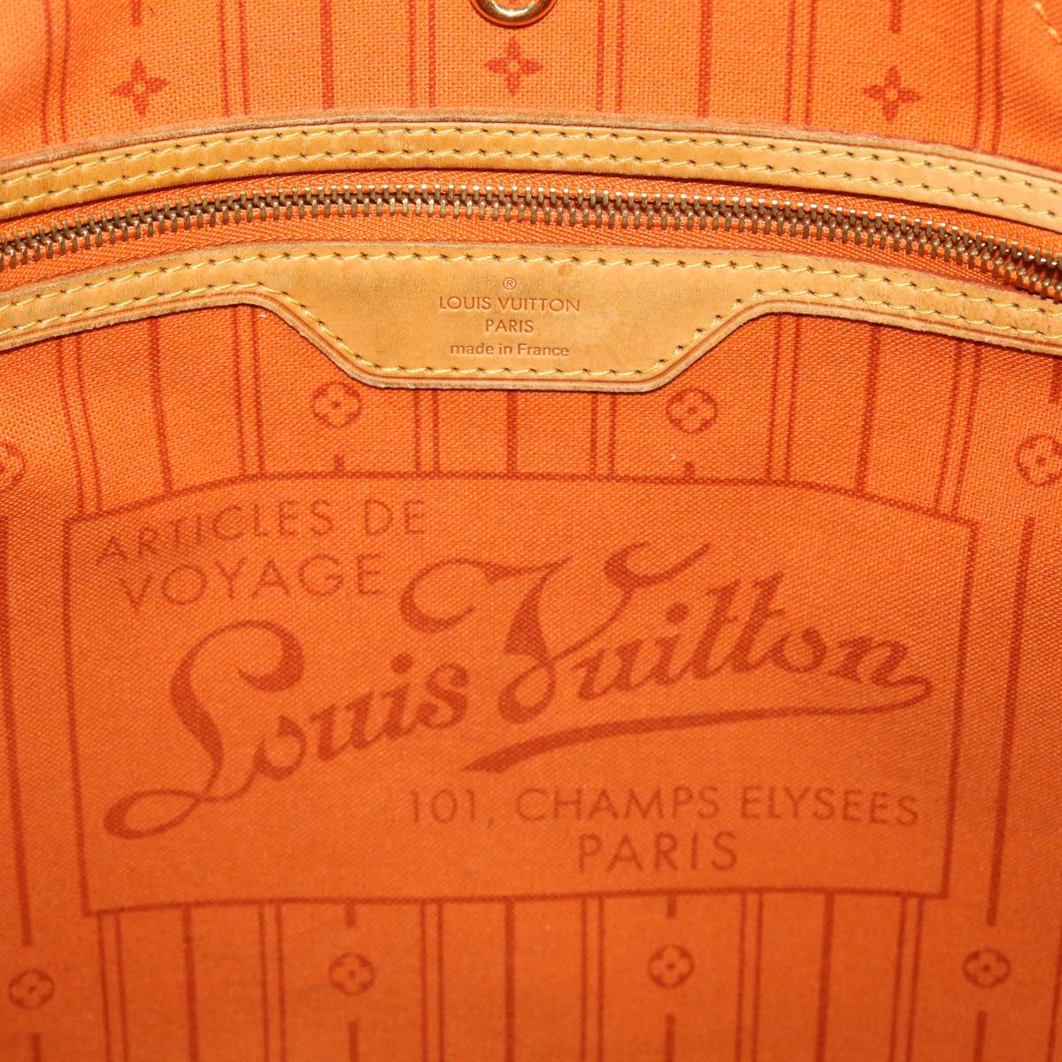 LOUIS VUITTON Monogram Neverfull MM Tote Bag Navy Orange M40156 LV bs6330
