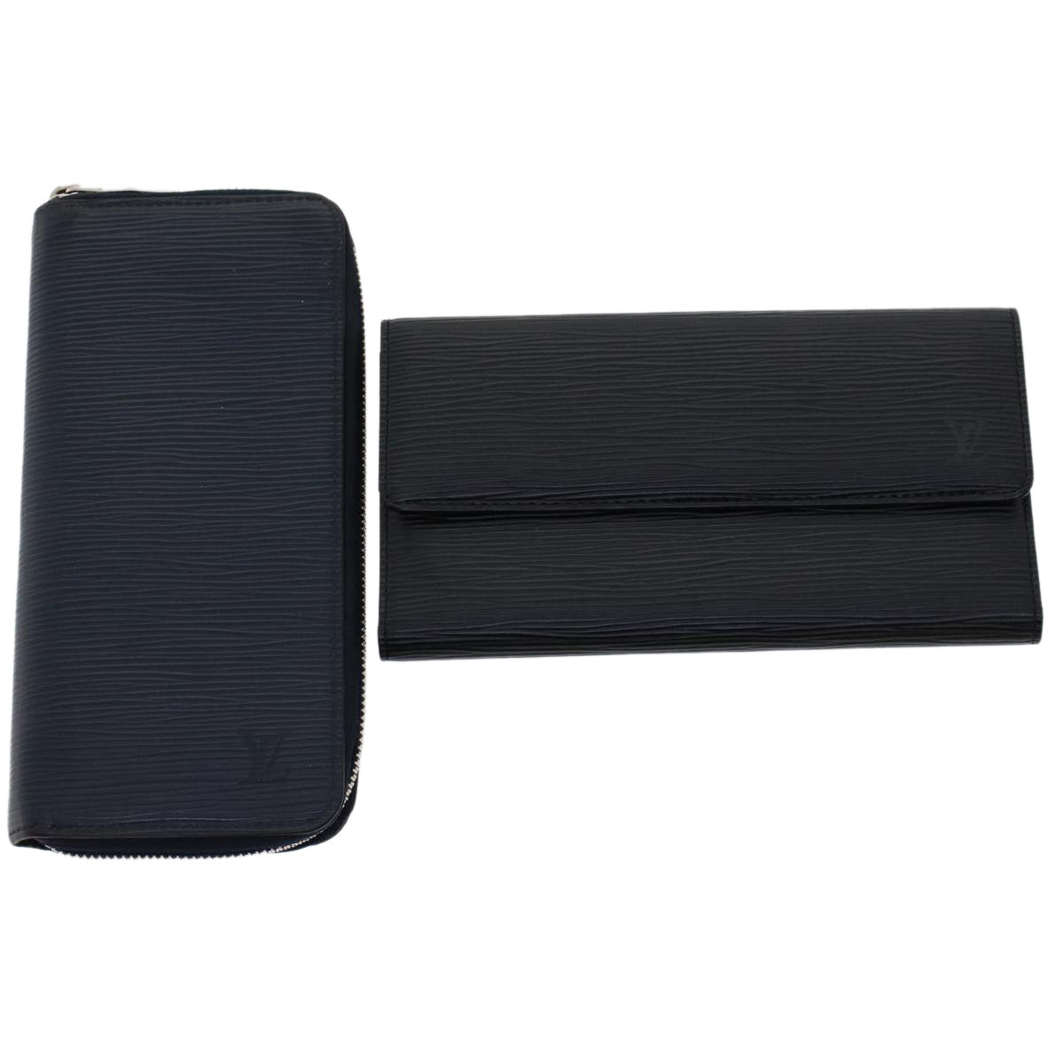 LOUIS VUITTON Epi Long Wallet 2Set Black Navy LV bs6412