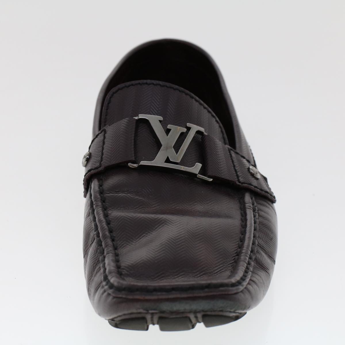 LOUIS VUITTON Loafers Shoes Leather Wine Red LV bs6418