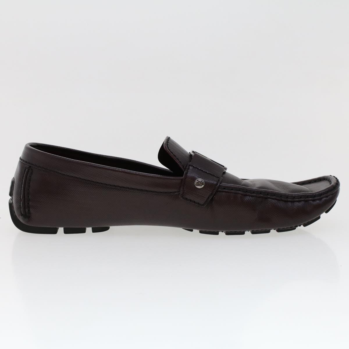LOUIS VUITTON Loafers Shoes Leather Wine Red LV bs6418