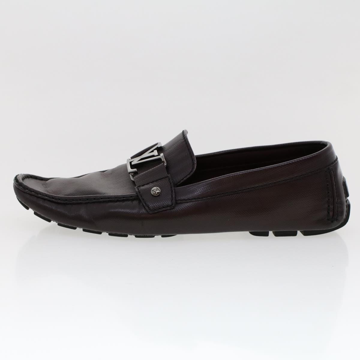 LOUIS VUITTON Loafers Shoes Leather Wine Red LV bs6418