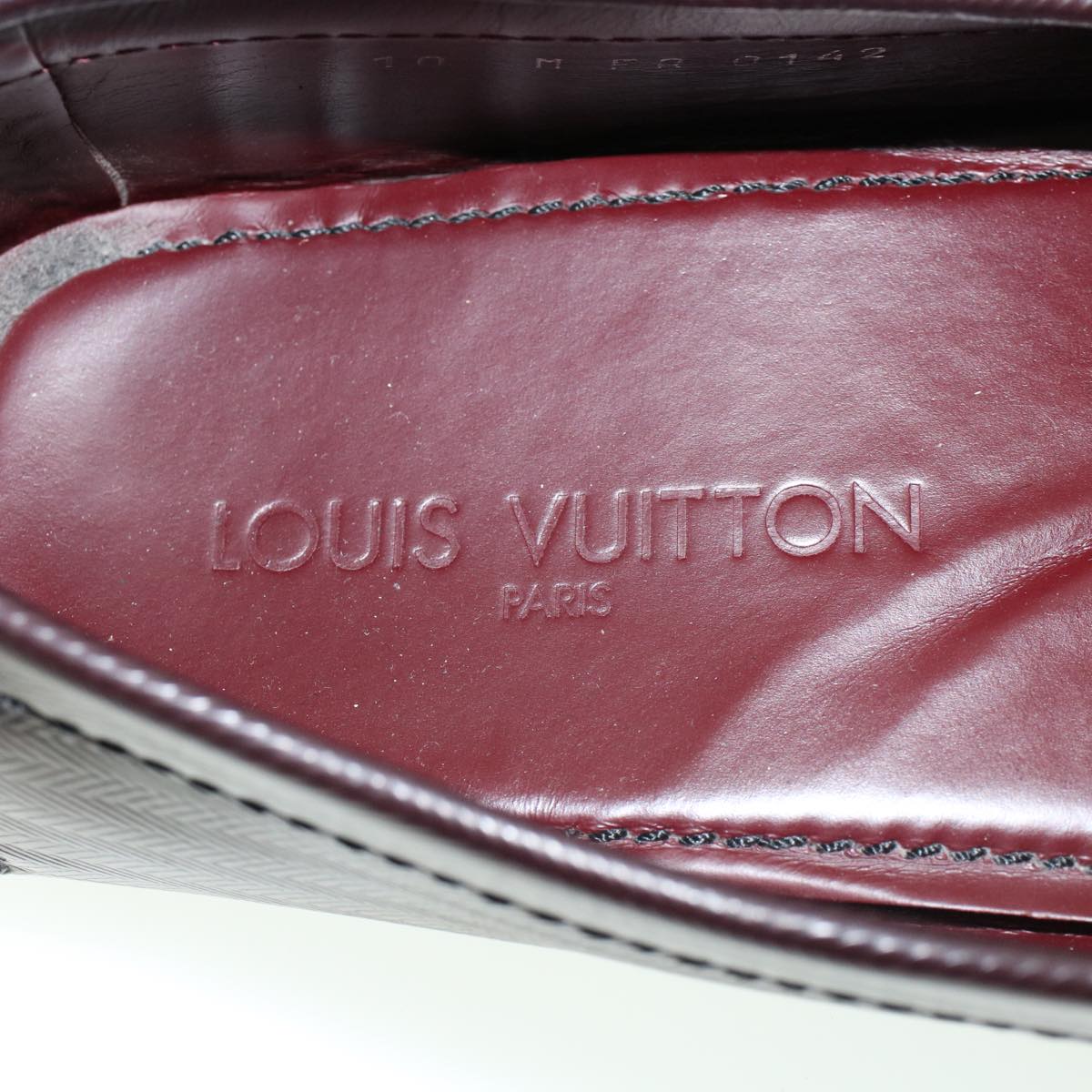 LOUIS VUITTON Loafers Shoes Leather Wine Red LV bs6418