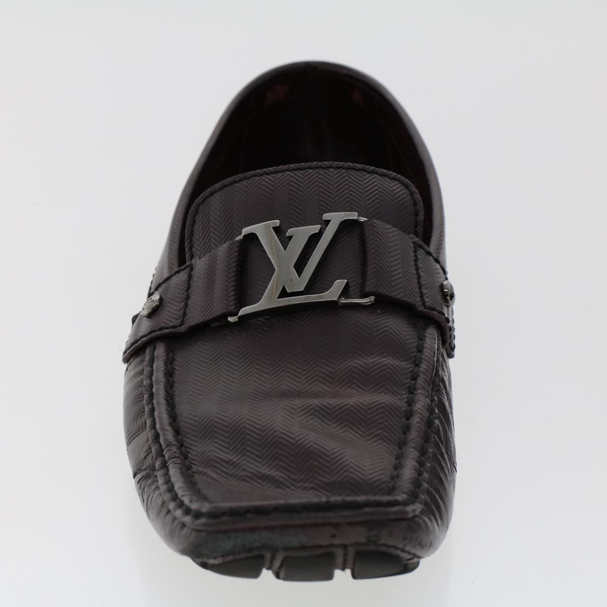 LOUIS VUITTON Loafers Shoes Leather Wine Red LV bs6418