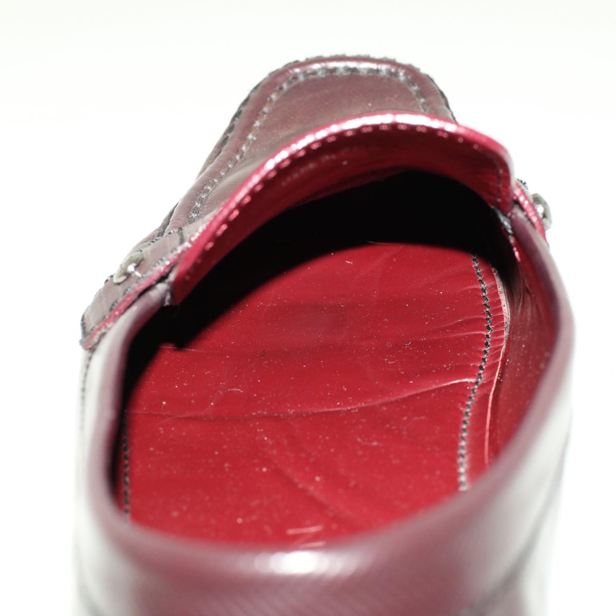LOUIS VUITTON Loafers Shoes Leather Wine Red LV bs6418