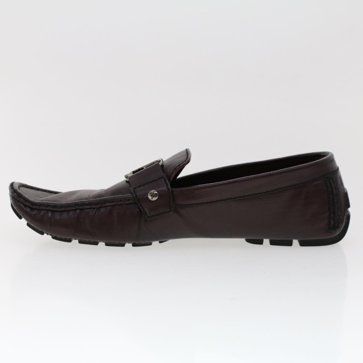 LOUIS VUITTON Loafers Shoes Leather Wine Red LV bs6418