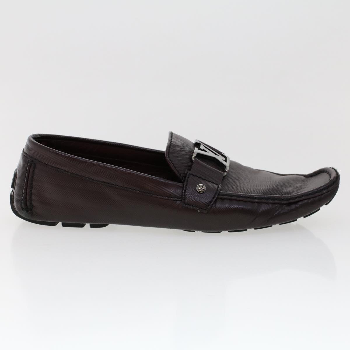 LOUIS VUITTON Loafers Shoes Leather Wine Red LV bs6418