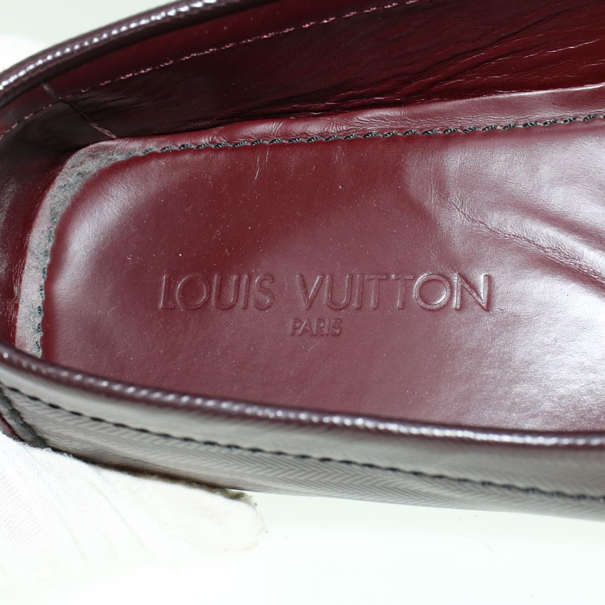 LOUIS VUITTON Loafers Shoes Leather Wine Red LV bs6418