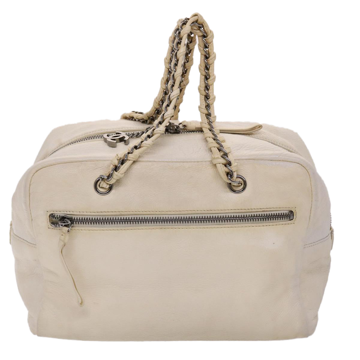Luxury Chanel Chain Boston Bag Leather White CC  bs6591
