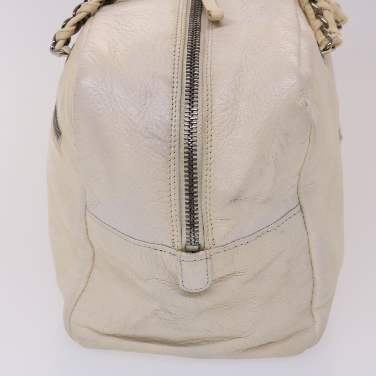 Luxury Chanel Chain Boston Bag Leather White CC  bs6591