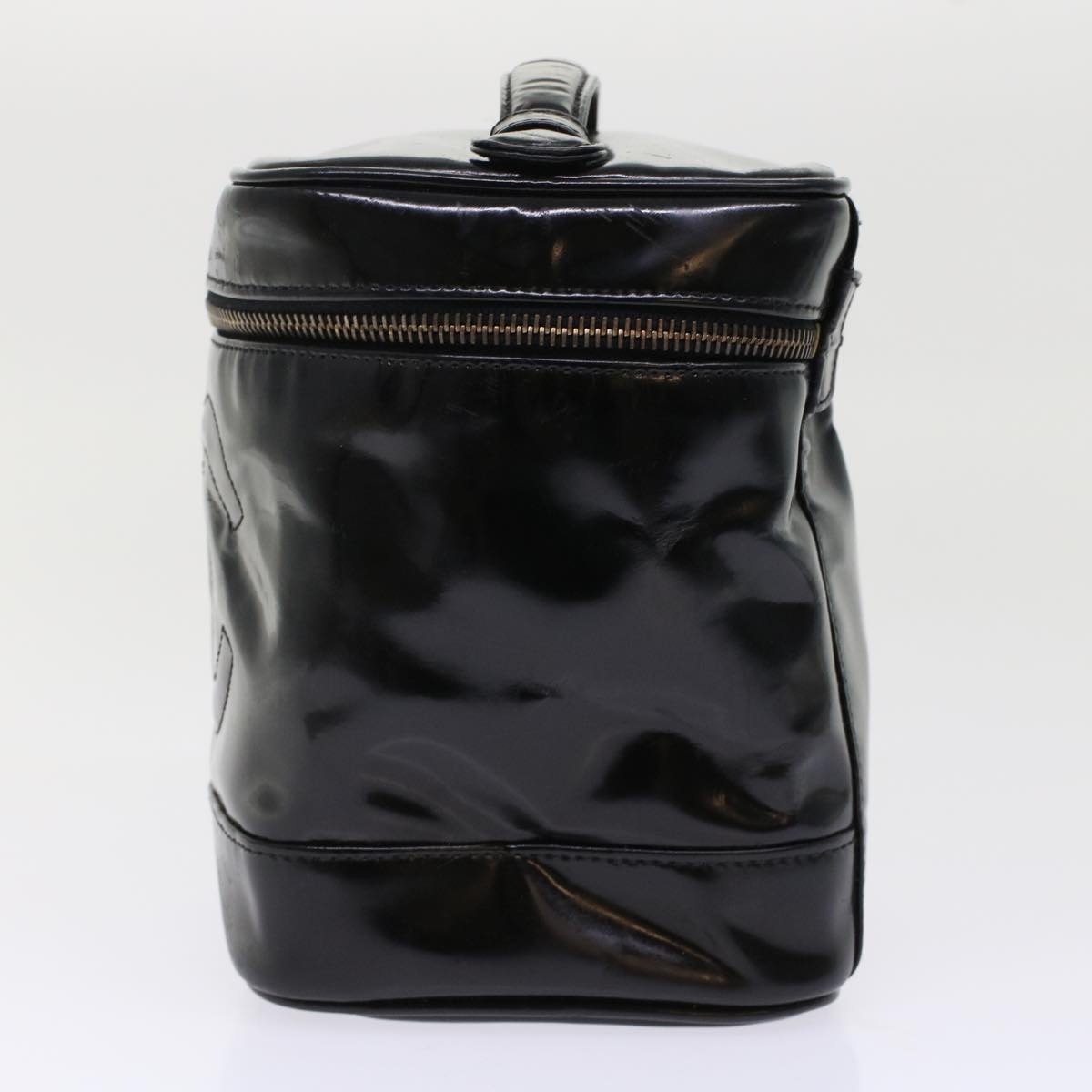Luxury Chanel Vanity Cosmetic Pouch Patent leather Black CC  bs6857
