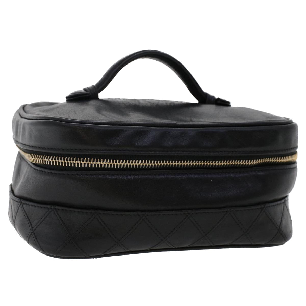 Luxury Chanel Bicolole Vanity Cosmetic Pouch Leather Black CC  bs6921
