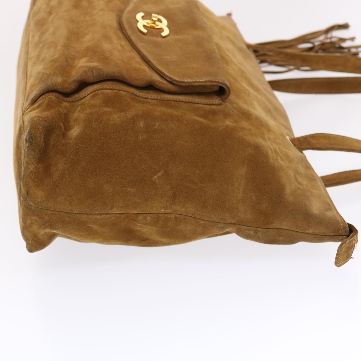 Luxury Chanel Shoulder Bag Suede Brown CC  bs6930