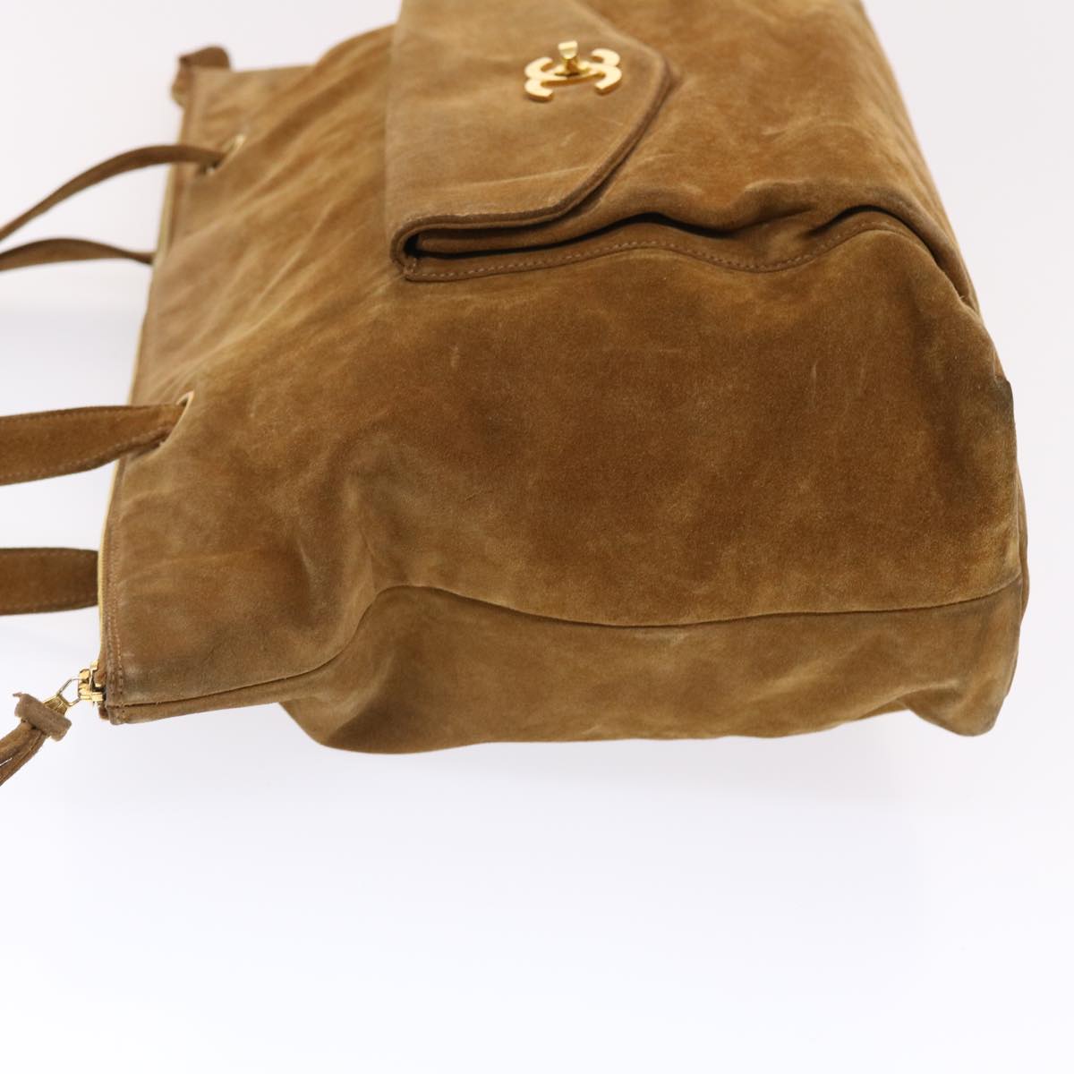 Luxury Chanel Shoulder Bag Suede Brown CC  bs6930