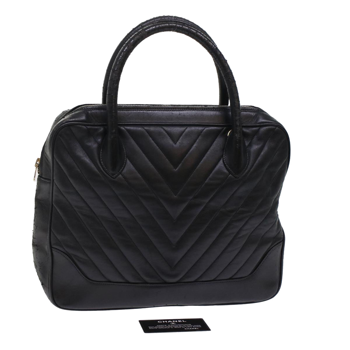 Luxury Chanel V Stitch Hand Bag Leather Black CC  bs7027