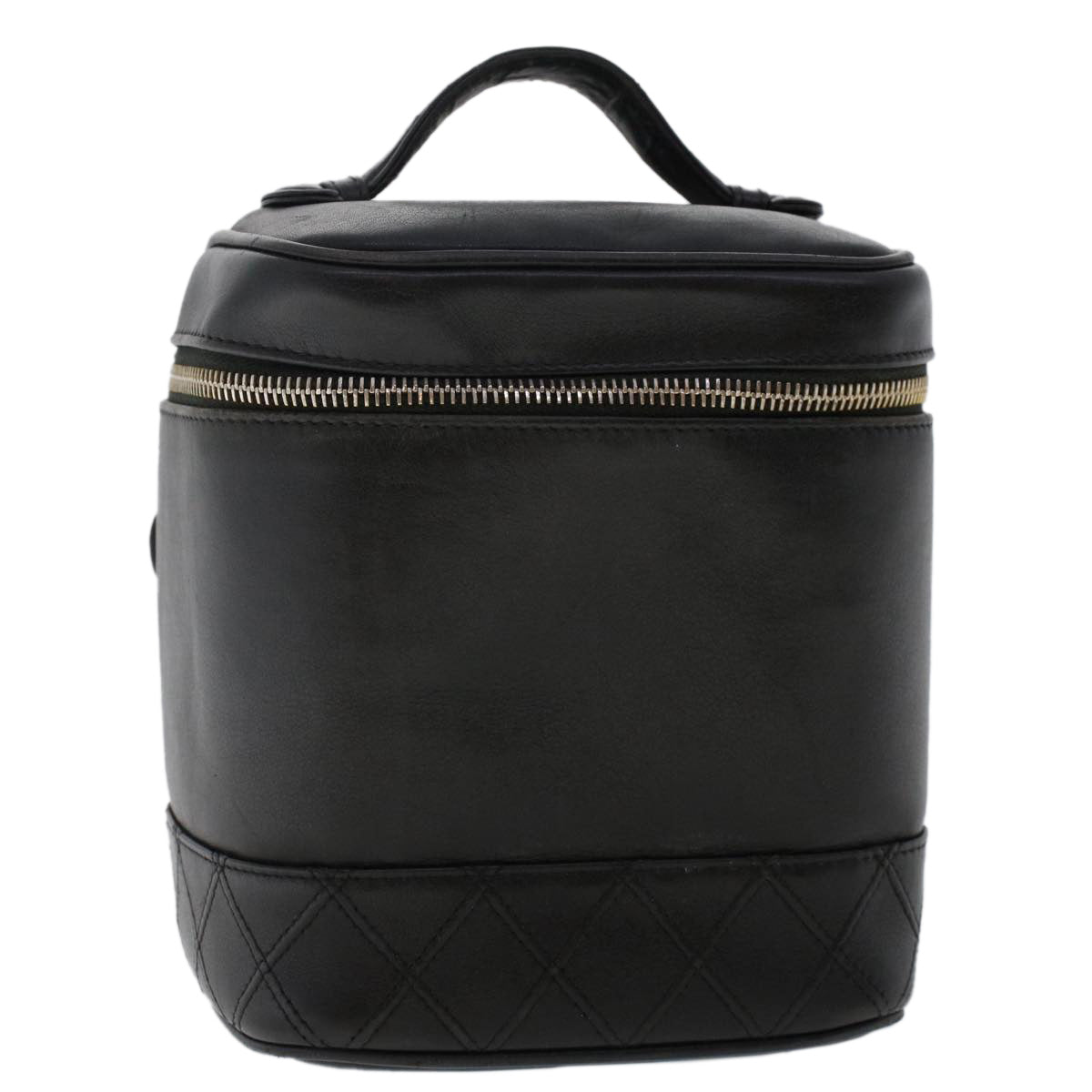Luxury Chanel Bicolole Vanity Cosmetic Pouch Leather Black CC  bs7241