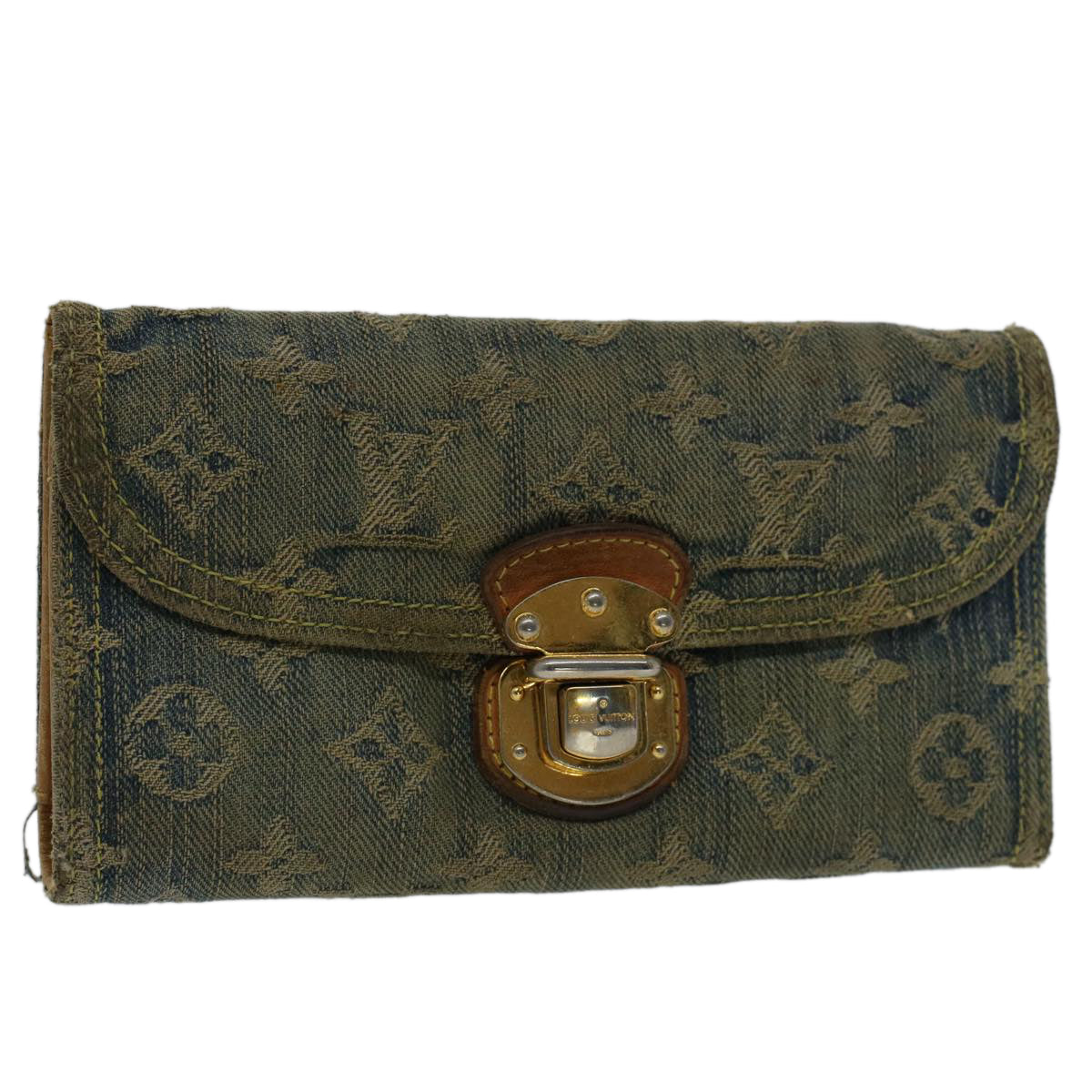 LOUIS VUITTON Monogram Denim Portefeuille Amelia Wallet Blue M95511 bs7449