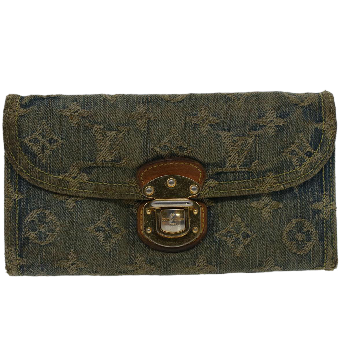 LOUIS VUITTON Monogram Denim Portefeuille Amelia Wallet Blue M95511 bs7449