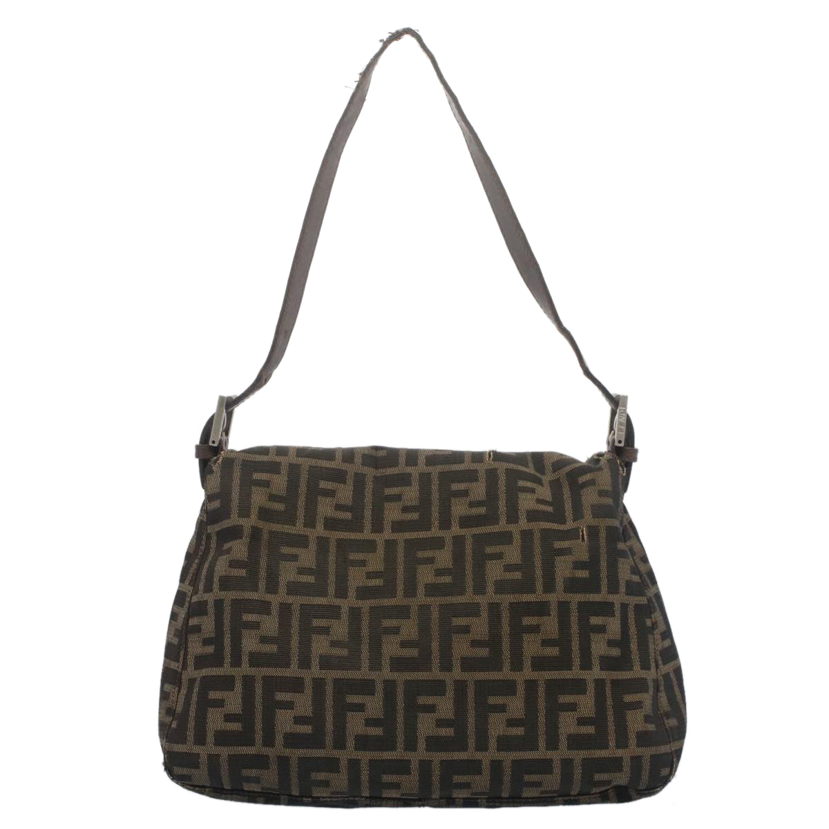 Luxury FendiZucca Canvas Mamma Baguette Shoulder Bag Black Brownbs7918