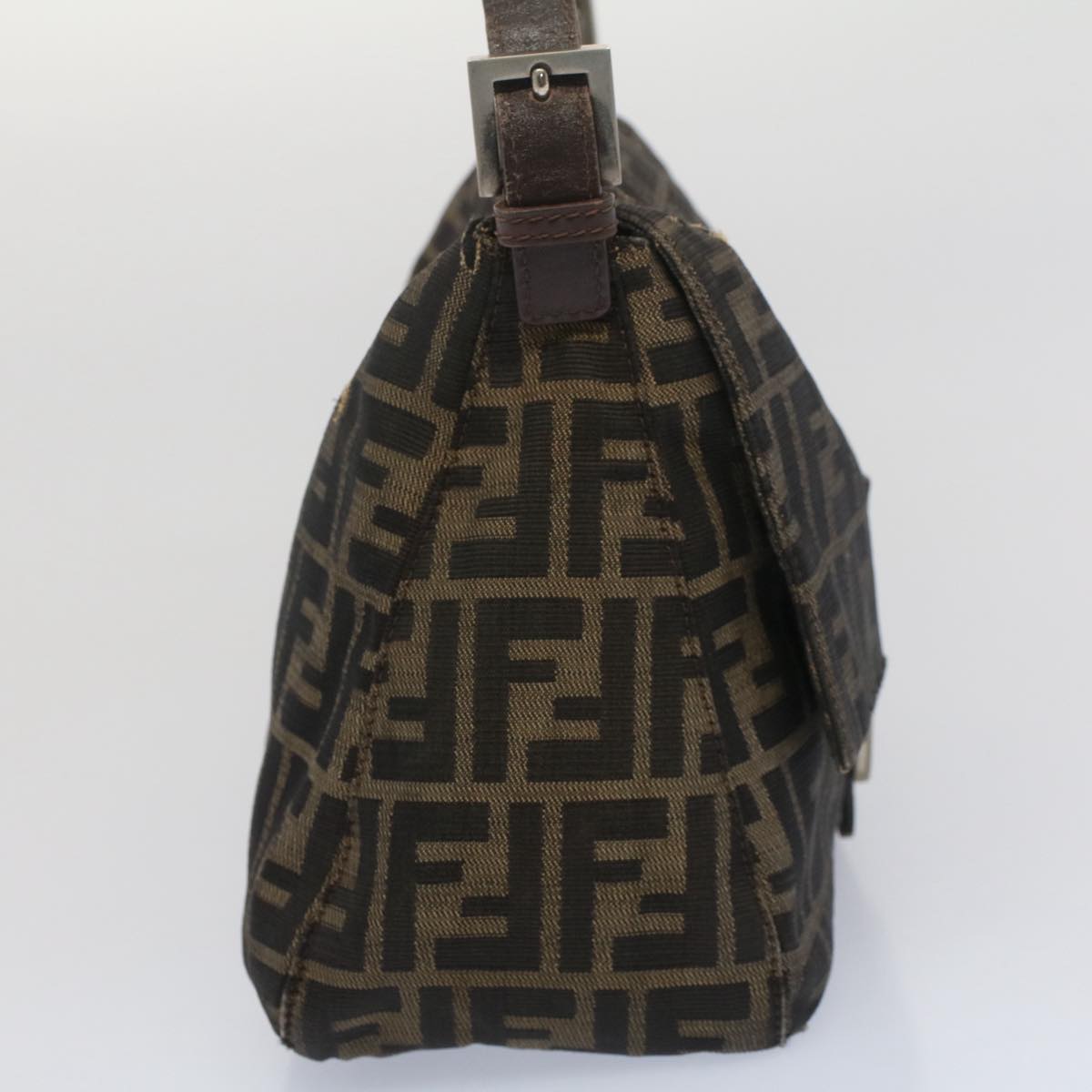 Luxury FendiZucca Canvas Mamma Baguette Shoulder Bag Black Brownbs7918