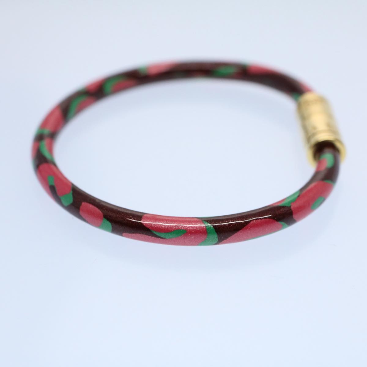 LOUIS VUITTON Vernis Leopard Brassle Bracelet Rouge Favist LV bs8023