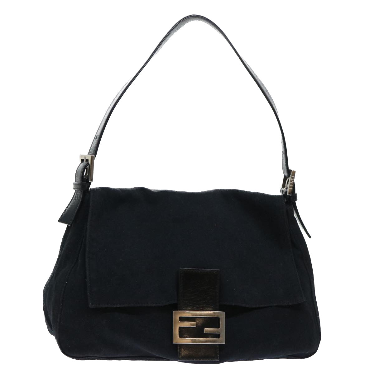 Luxury FendiMamma Baguette Shoulder Bag Nylon Leather Blackbs8028