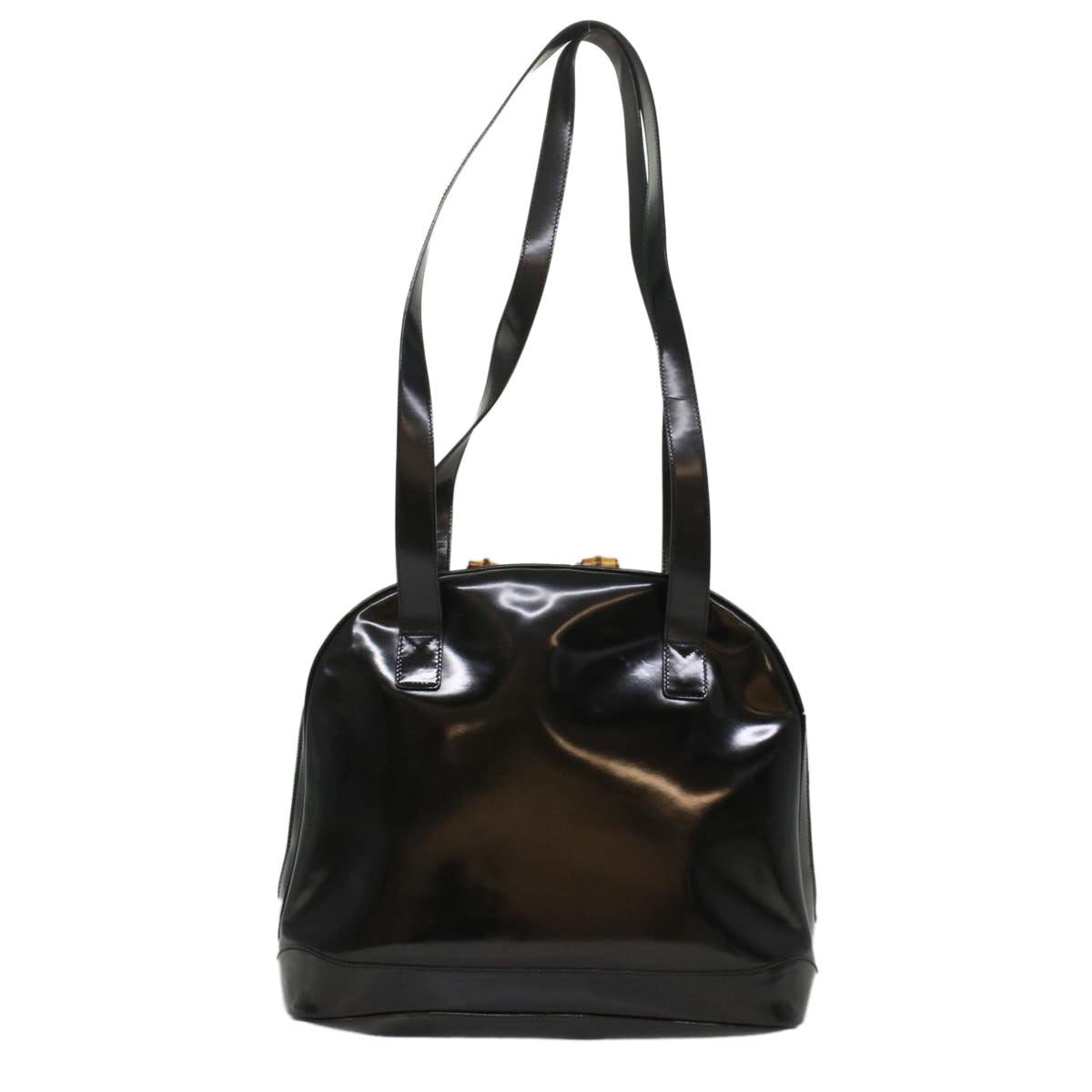 Luxury Gucci Bamboo Shoulder Bag Patent leather Black  bs8138