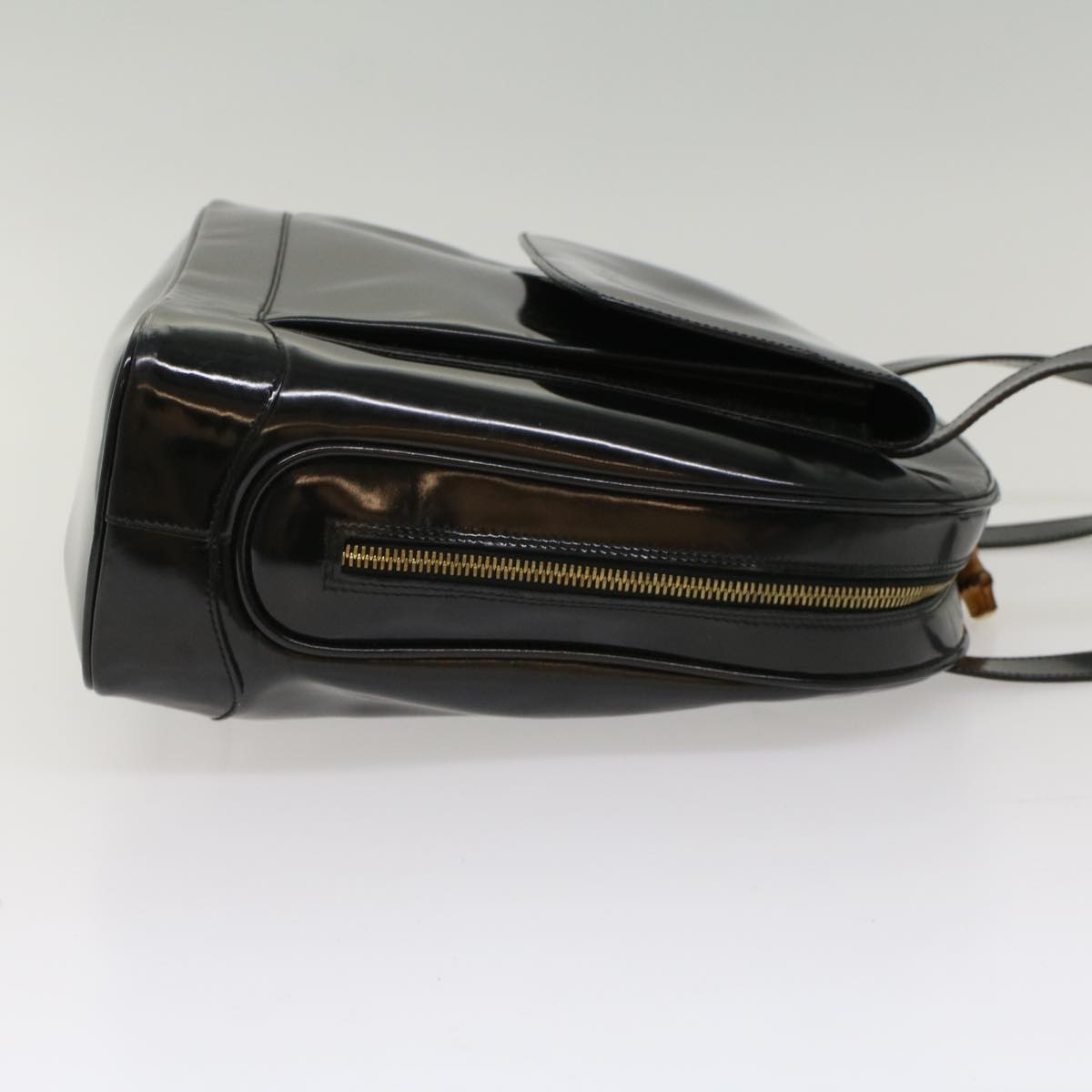 Luxury Gucci Bamboo Shoulder Bag Patent leather Black  bs8138