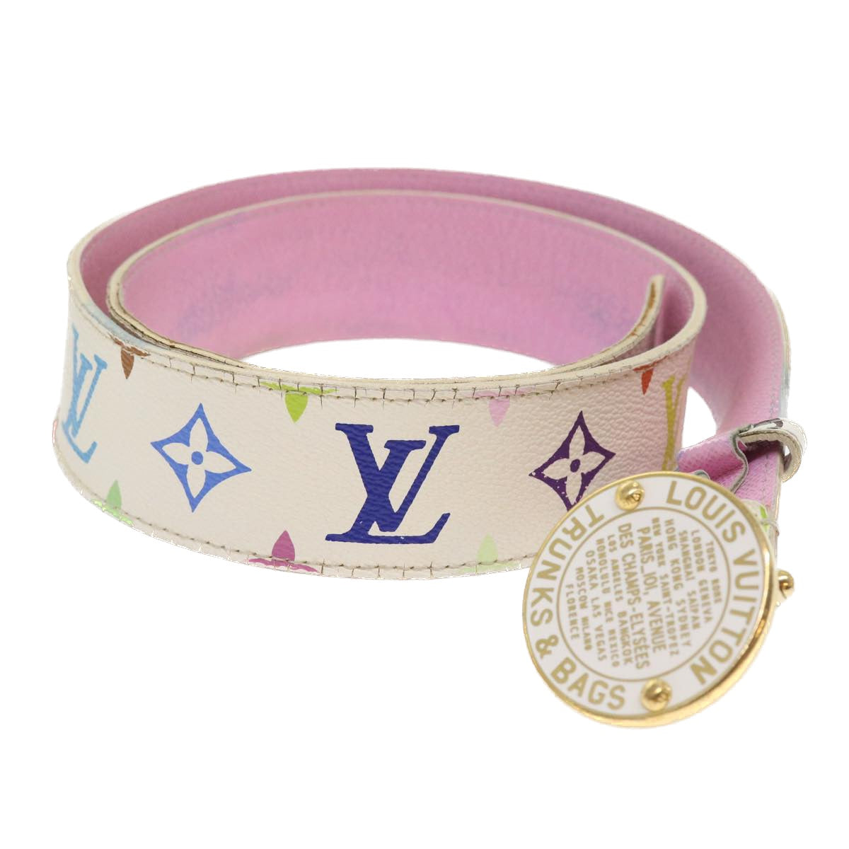 LOUIS VUITTON Monogram Multicolor Epi Belt 2Set White Black LV bs8257