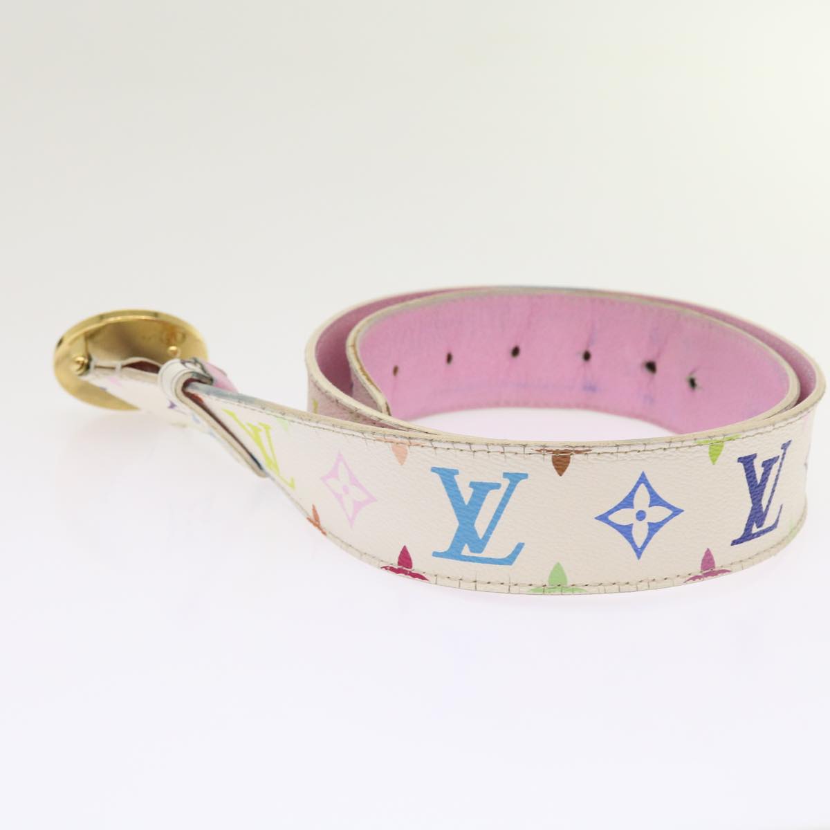 LOUIS VUITTON Monogram Multicolor Epi Belt 2Set White Black LV bs8257